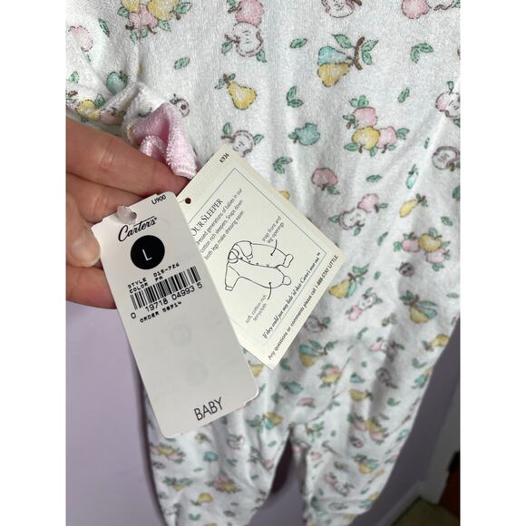 NEW Carters Vintage Baby One Piece Footie Size 6-9 Month Apples Pears Bees - Picture 8 of 9